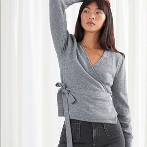 & Other Stories Wool Alpaca Wrap Sweater in Grey